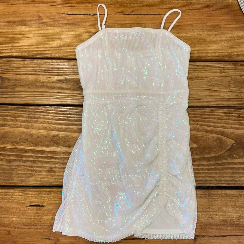 Revolve iridescent mini sequin dress